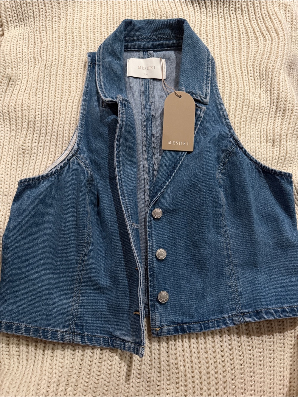 Meshki Dark Blue Denim Vest